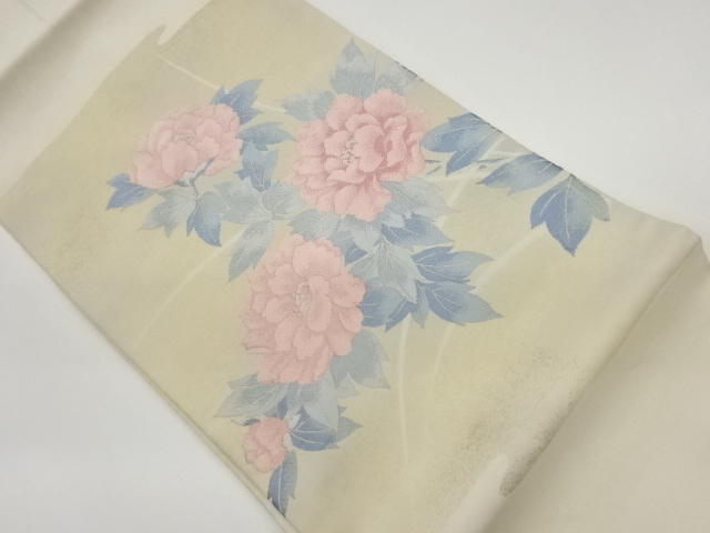 JAPANESE KIMONO / VINTAGE NAGOYA OBI / WOVEN PEONY